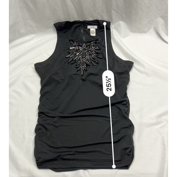 Y2K Vintage Cache Black Rhinestone Neckline Top Women's Large Whimsygoth Bling - Picture 6 of 8